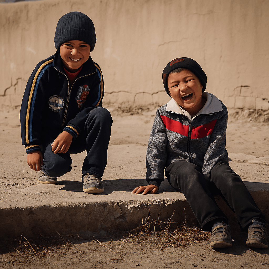 Смеющиеся дети на улице